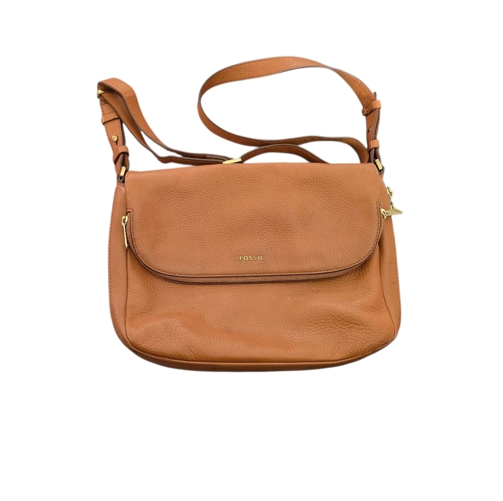 Fossil Vintage Camel Color Leather Shoulder Bag Crossbody Purse Handbag